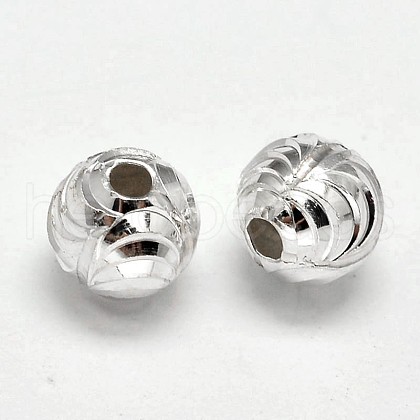 Fancy Cut 925 Sterling Silver Round Beads STER-F012-09A-1