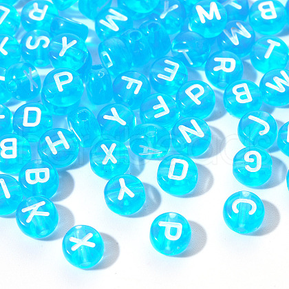 Transparent Deep Sky Blue Acrylic Beads TACR-YW0001-08G-1