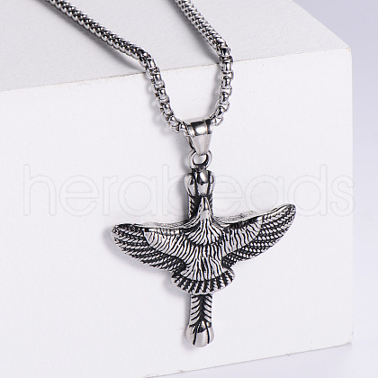 Fashion Stainless Steel Cross Animal Eagle Pendant Necklaces for Men NS1434-1-1