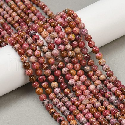 Natural Rhodonite Beads Strands G-G206-A02-6mm-1
