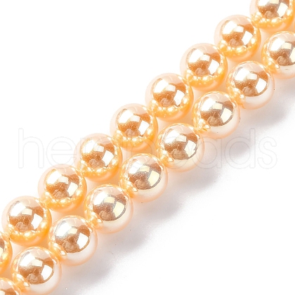 UV Plating Pearlized Glass Pearl Beads Strands GLAA-F128-01A-T6-1