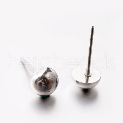 Tarnish Resistant 304 Stainless Steel Post Stud Earring Findings X-STAS-E074-18-1