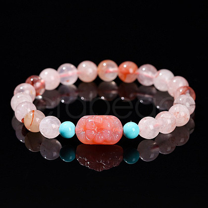 Natural Agate Round Beads Stretch Bracelets WG049BD-06-1