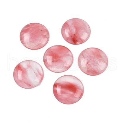 Cherry Quartz Glass Cabochons X-G-H1596-FR-25mm-27-1