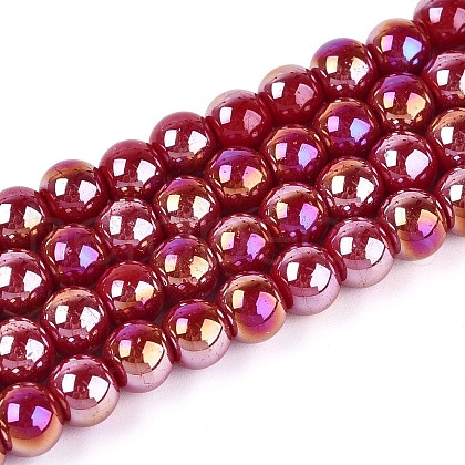 Electroplate Opaque Glass Beads Strands GLAA-T032-P6mm-AB23-1