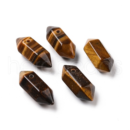 Natural Tiger Eye Double Terminal Pointed Pendants G-C007-02A-20-1