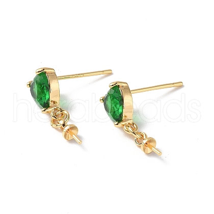 Brass Glass Rhinestone Stud Earrings Findings KK-B063-02G-02-1