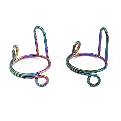 Plating(IP) 304 Stainless Steel Arch Adjustable Ring for Unisex RJEW-H230-03RC-1