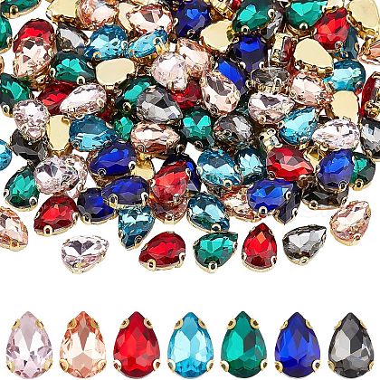 SUPERFINDINGS 175Pcs 7 Colors Sew on Rhinestone RGLA-FH0001-01-1