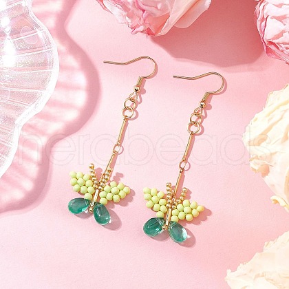Handmade Glass Seed Beads Butterfly Dangle Earrings EJEW-MZ00445-03-1