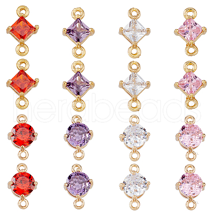 HOBBIESAY 16Pcs 8 Styles Transparent Glass Connector Charms GLAA-HY0001-14-1