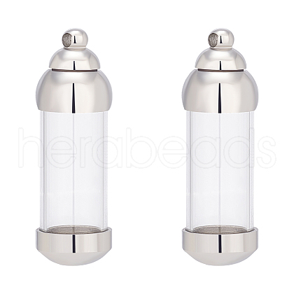 Unicraftale 2Pcs 304 Stainless Steel Glass Bottle Pendants STAS-UN0044-69-1