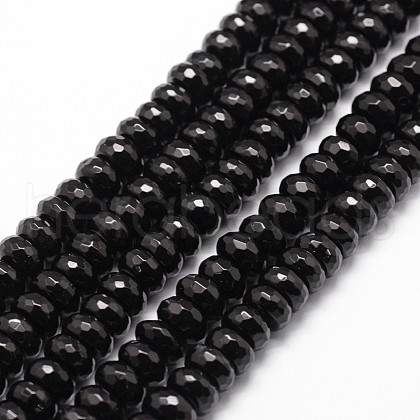 Natural Black Onyx Beads Strands G-P161-23-6x4mm-1