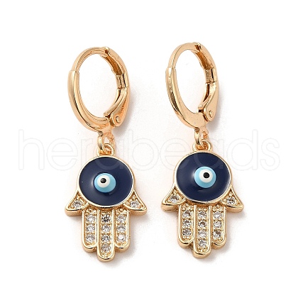 Hamsa Hand with Evil Eye Real 18K Gold Plated Brass Dangle Leverback Earrings EJEW-Q797-04B-01G-1