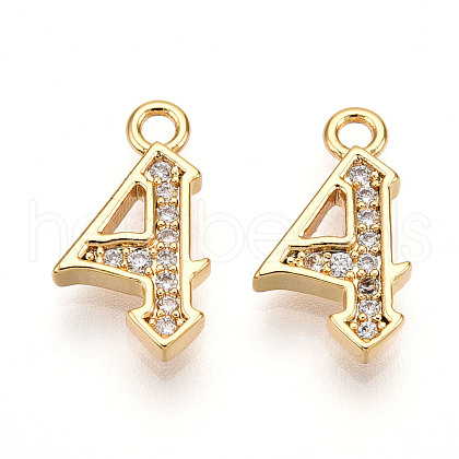 Brass Micro Pave Cubic Zirconia Charms KK-N261-104E-G-1