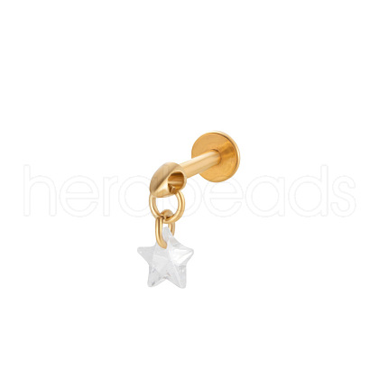 Titanium Alloy Cubic Zirconia 17 Gauge Star Internally Threaded Labrets WG71E87-10-1