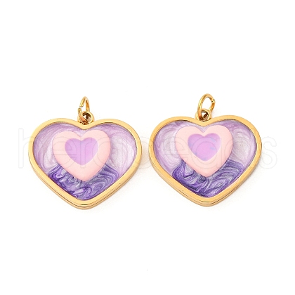 304 Stainless Steel Enamel Pendants STAS-U061-41G-02-1