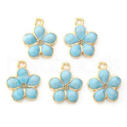 Light Gold Plated Alloy Enamel Pendants ENAM-R136-17B-1