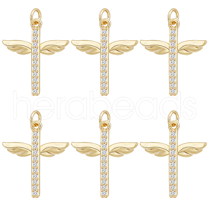 Beebeecraft 8Pcs Brass Micro Pave Clear Cubic Zirconia Pendants KK-BBC0010-41-1