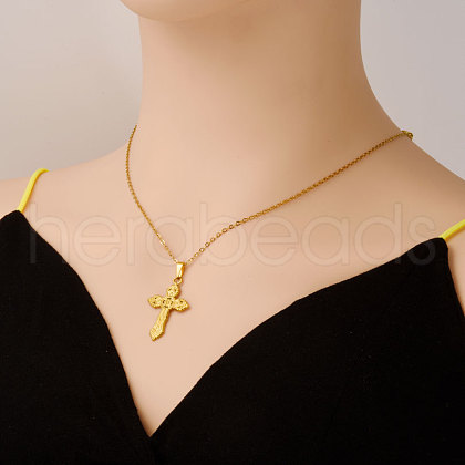 Stainless Steel Religion Cross Pendant Necklaces for Women RK5920-2-1