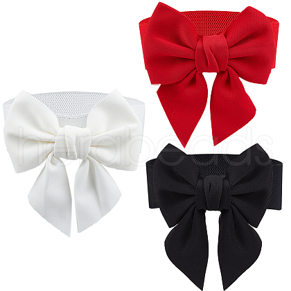 CRASPIRE 3Pcs 3 Colors Cloth Bowknot Elastic Chain Belts AJEW-CP0008-09-1