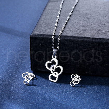 304 Stainless Steel Pendant Necklace & Stud Earring FS-WGC30A7-06-1
