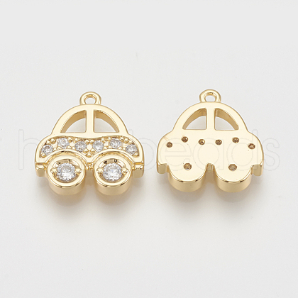 Brass Micro Pave Cubic Zirconia Charms ZIRC-Q014-017G-1