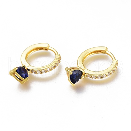 Brass Micro Pave Cubic Zirconia Huggie Hoop Earrings ZIRC-H102-14B-G-1