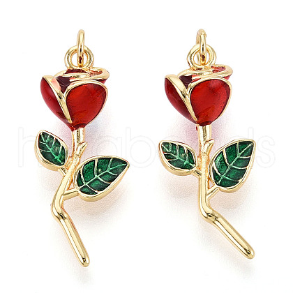 Brass Enamel Pendants KK-N265-04G-1