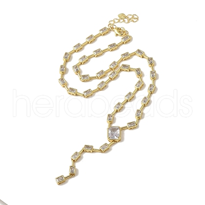 Rack Plating Brass Micro Pave Cubic Zirconia Necklaces NJEW-P308-01G-03-1