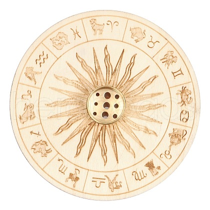 Wooden Sun Pattern Incense Holder for Sticks WICR-PW0009-05A-02-1
