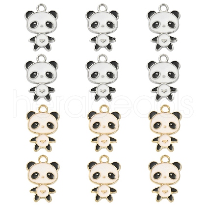 12Pcs 2 Colors Alloy Enamel Pendants ENAM-YW0002-71-1