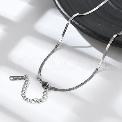 Non-Tarnish 304 Stainless Steel Herringbone Chain Necklace for Women NJEW-G097-02P-1