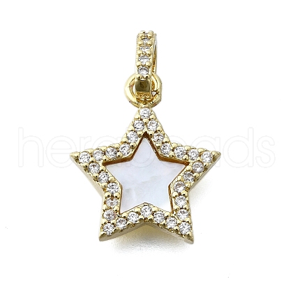 Brass Micro Pave Clear Cubic Zirconia Pendants KK-V010-29G-1