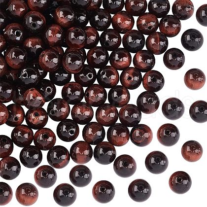 Olycraft 2 Strand Natural Red Tiger Eye Beads Strands G-OC0002-20-1