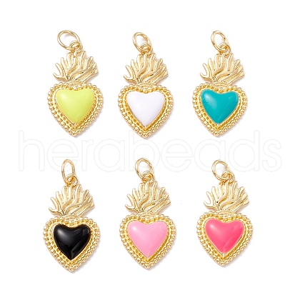 Golden Tone Brass Enamel Pendants KK-K750-01G-1