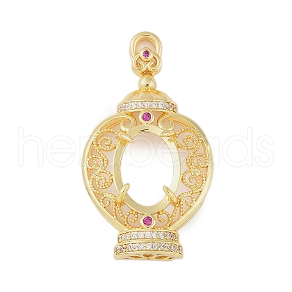 Brass Micro Pave Cubic Zirconia Pendant Cabochon Settings KK-U026-05G-1