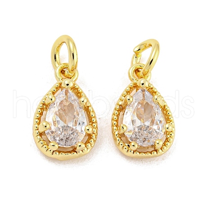 Brass Micro Pave Clear Cubic Zirconia Pendants KK-G490-33G-1