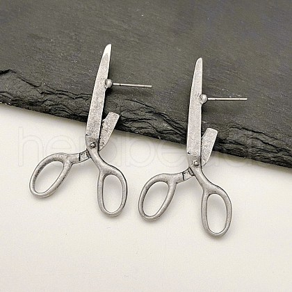 Alloy Scissor Stud Earrings for Unisex EJEW-V006-07-1