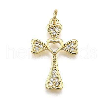 Brass Micro Pave Cubic Zirconia Pendants KK-Z100-35G-01-1