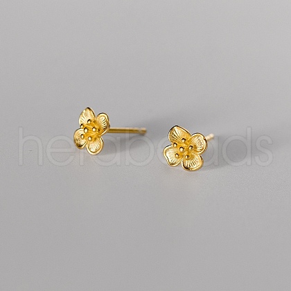 925 Sterling Silver Stud Earrings EJEW-Q030-07G-1
