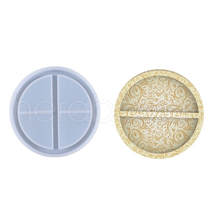 2 Compartments Round Tray Silicone Molds DIY-Z005-22-1
