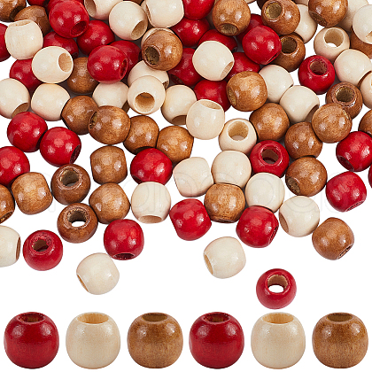 Gorgecraft 180Pcs 3 Colors Dyed Wood European Beads WOOD-GF0002-08-1