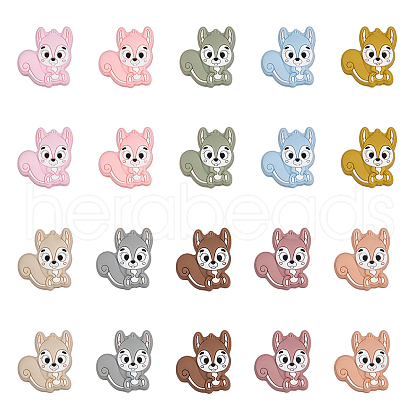 Globleland 20Pcs 10 Colors Squirrel Food Grade Eco-Friendly Silicone Focal Beads SIL-GL0001-02-1
