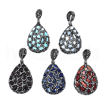 Polymer Clay Rhinestone Pendants RB-S056-11A-B-1