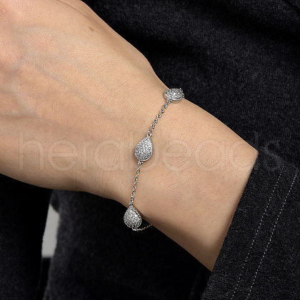 Brass Teardrop Link Bracelets ZC8988-2-1