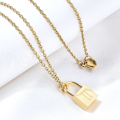 304 Stainless Steel Rolo Chain Pendant Necklaces NJEW-S444-01G-21-1