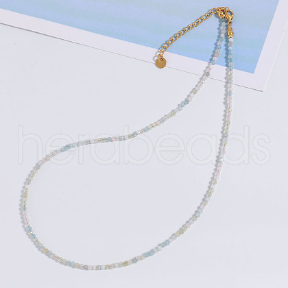 Natural Aquamarine Faceted Round Beaded Necklaces GJ4349-6-1