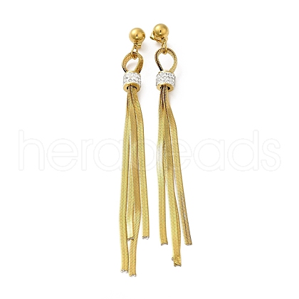 Rhinestone Long Dangle Stud Earrings EJEW-Z025-02G-1