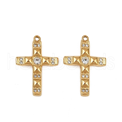 304 Stainless Steel Rhinestone Pendants STAS-L290-38G-1